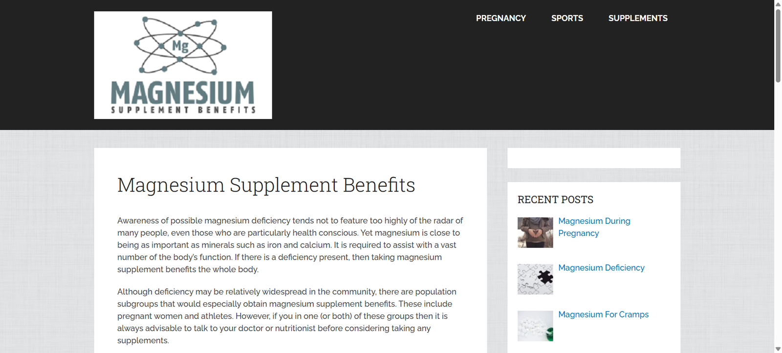 Magnesium Supplement Benefits project visual